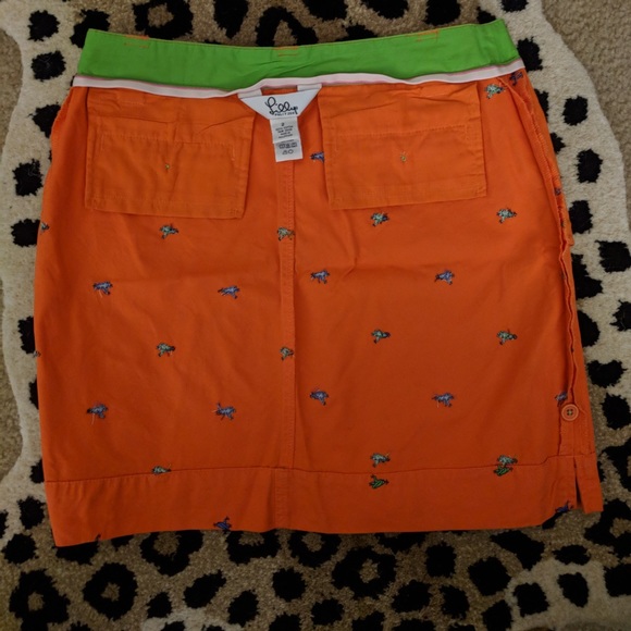 Lilly Pulitzer Orange Golf Mini Skirt w Frogs Sz 2 - Picture 6 of 7